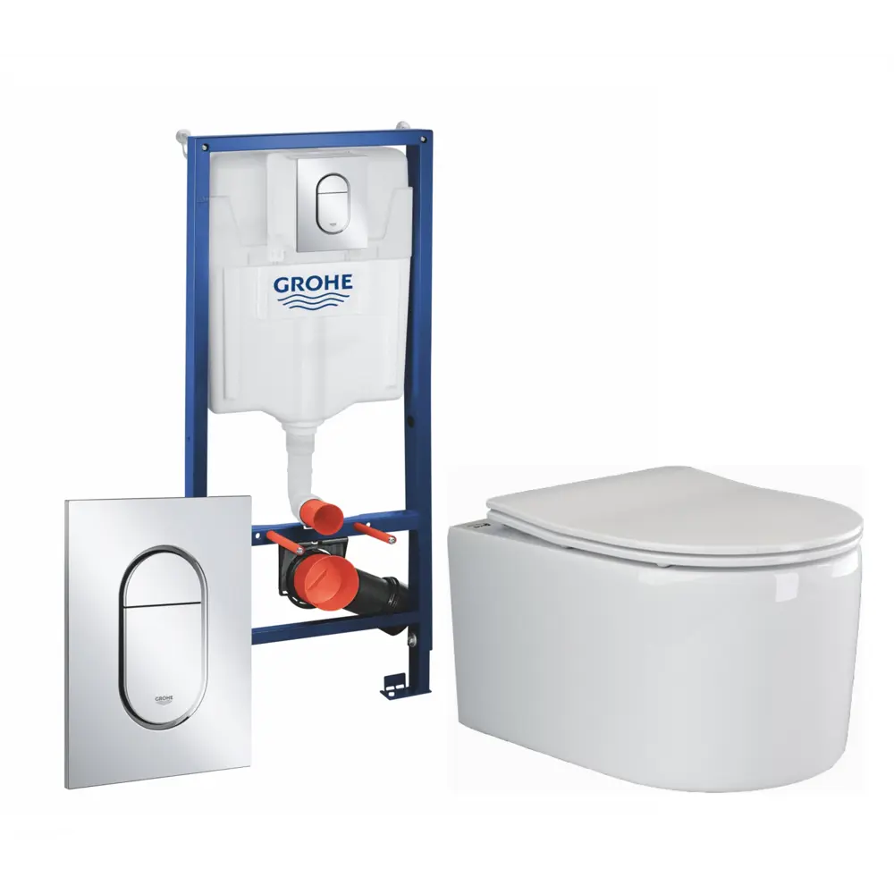 Фото Комплект инсталляция с унитазом Grohe 512521 цвет белый Фото Комплект инсталляция с унитазом Grohe 512521 цвет белый