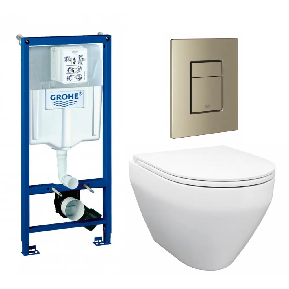 Фото Комплект инсталляция с унитазом Grohe 640014 цвет белый Фото Комплект инсталляция с унитазом Grohe 640014 цвет белый