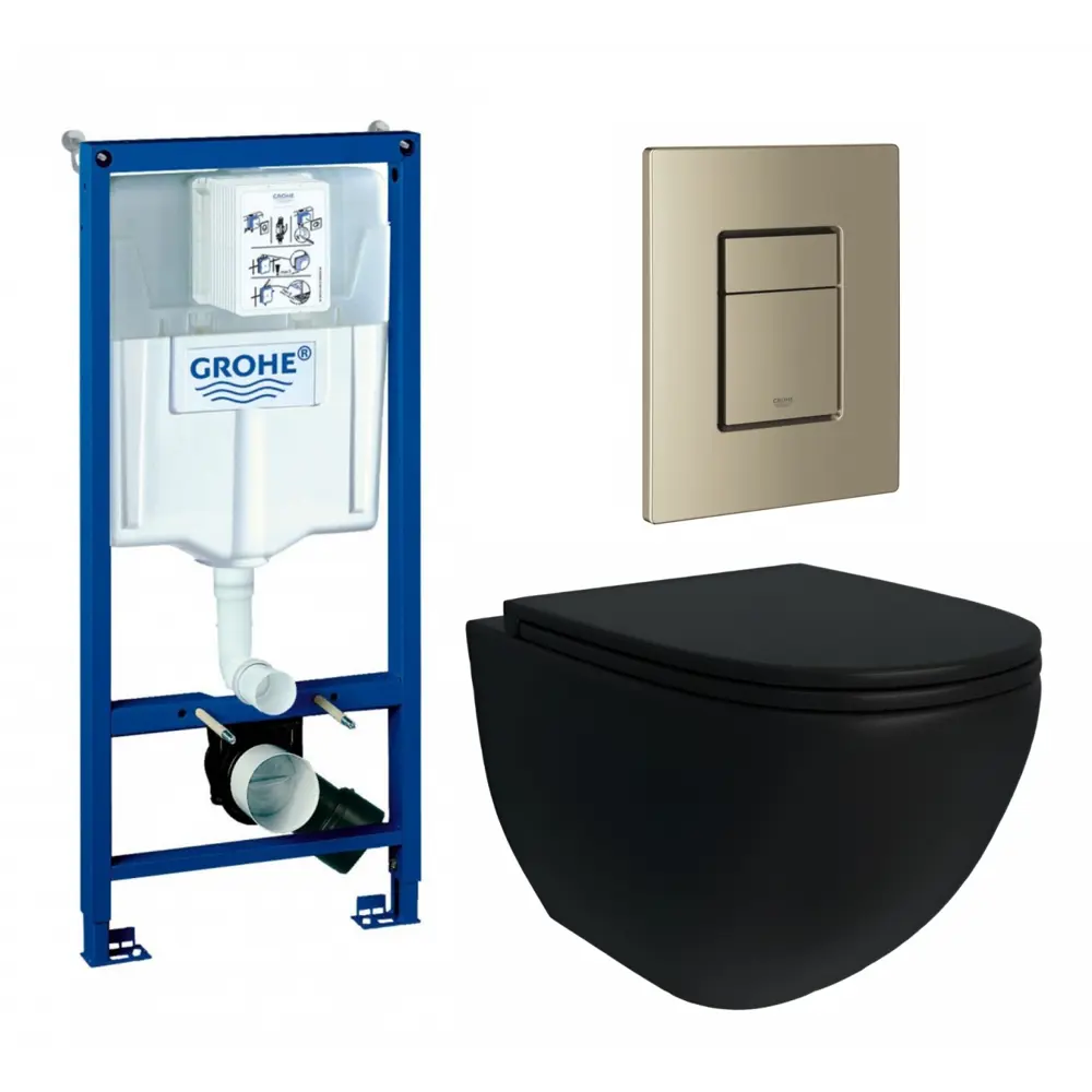 Фото Комплект инсталляция с унитазом Grohe 640015 цвет черный Фото Комплект инсталляция с унитазом Grohe 640015 цвет черный