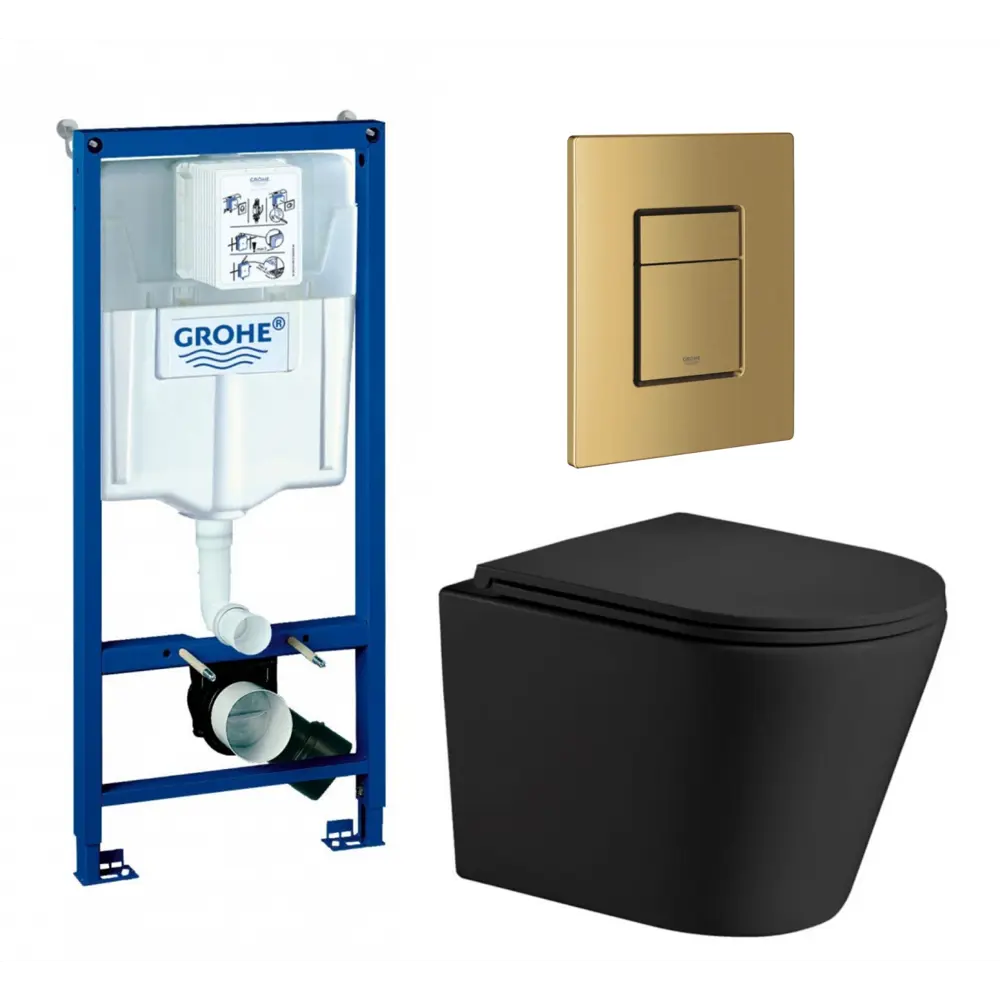 Фото Комплект инсталляция с унитазом Grohe 639777 цвет черный Фото Комплект инсталляция с унитазом Grohe 639777 цвет черный