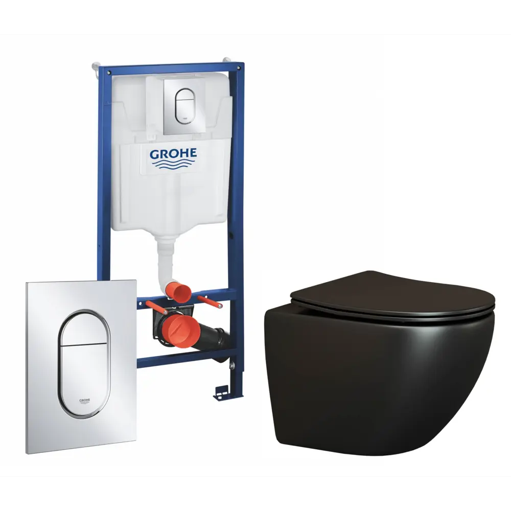Фото Комплект инсталляция с унитазом Grohe 513059 цвет черный Фото Комплект инсталляция с унитазом Grohe 513059 цвет черный