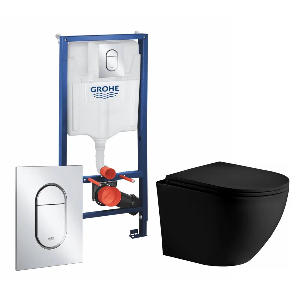 Фото Комплект инсталляция с унитазом Grohe 513067 цвет черный Фото Комплект инсталляция с унитазом Grohe 513067 цвет черный