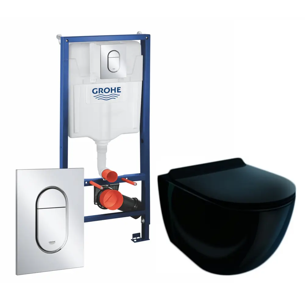 Фото Комплект инсталляция с унитазом Grohe 513068 цвет черный Фото Комплект инсталляция с унитазом Grohe 513068 цвет черный