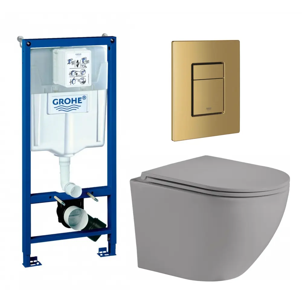 Фото Комплект инсталляция с унитазом Grohe 639793 цвет черный Фото Комплект инсталляция с унитазом Grohe 639793 цвет черный