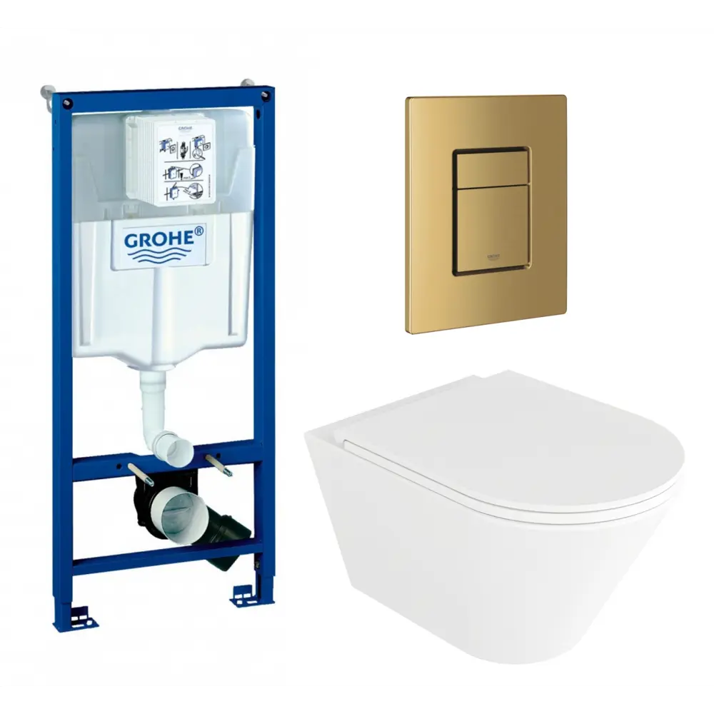 Фото Комплект инсталляция с унитазом Grohe 639798 цвет белый Фото Комплект инсталляция с унитазом Grohe 639798 цвет белый