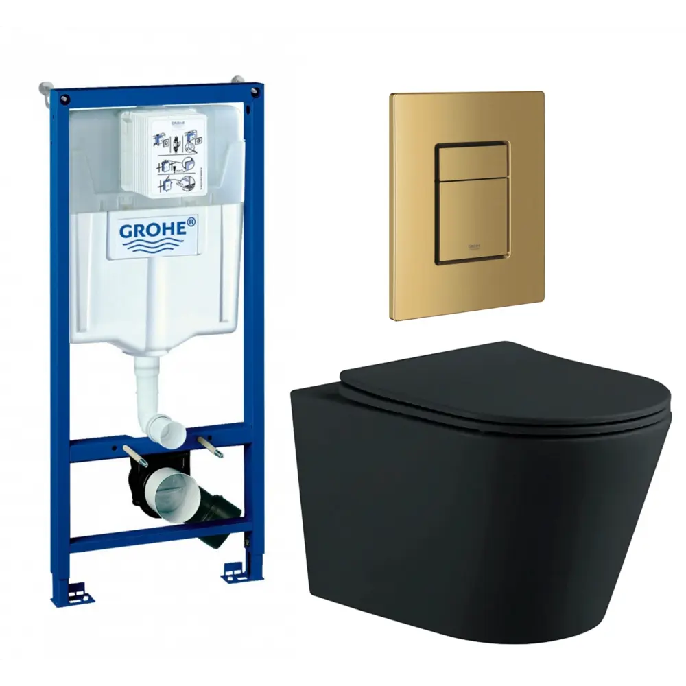 Фото Комплект инсталляция с унитазом Grohe 639811 цвет черный