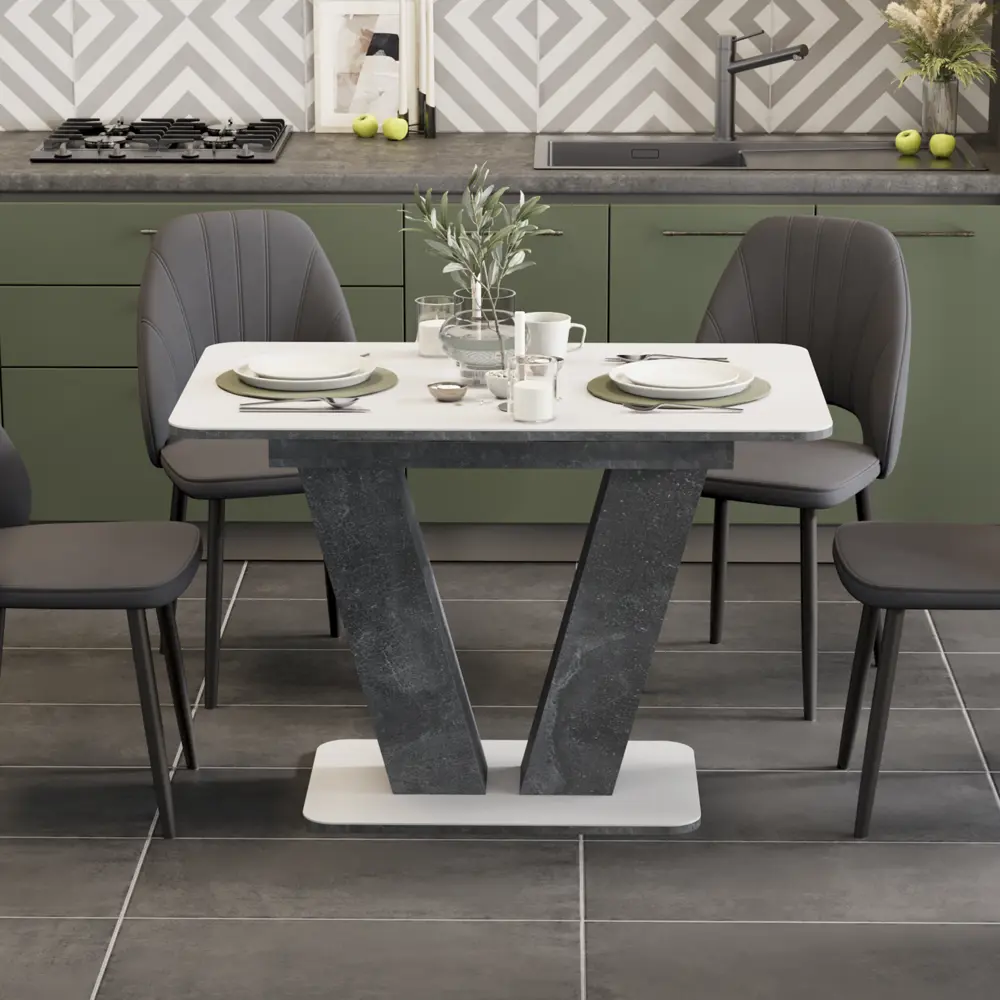 Фото 2 Кухонный стол прямоугольный Трия Чинзано 110-149.50x76x70 см ЛДСП цвет серый Фото 2 Кухонный стол прямоугольный Трия Чинзано 110-149.50x76x70 см ЛДСП цвет серый