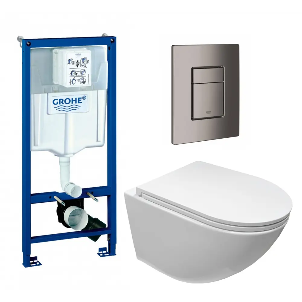 Фото Комплект инсталляция с унитазом Grohe 639818 цвет белый Фото Комплект инсталляция с унитазом Grohe 639818 цвет белый