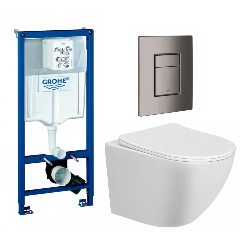 Фото Комплект инсталляция с унитазом Grohe 639822 цвет белый Фото Комплект инсталляция с унитазом Grohe 639822 цвет белый