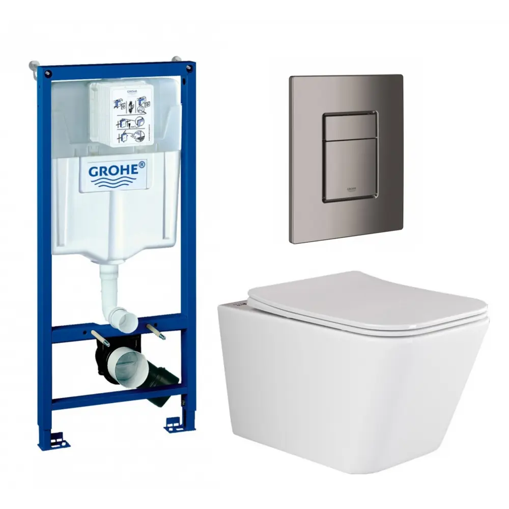 Фото Комплект инсталляция с унитазом Grohe 639835 цвет белый Фото Комплект инсталляция с унитазом Grohe 639835 цвет белый