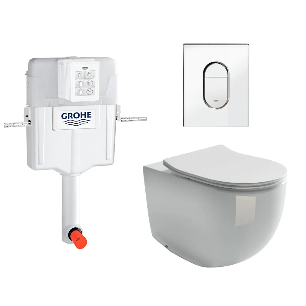 Фото Комплект инсталляция с унитазом Grohe 535615 цвет белый Фото Комплект инсталляция с унитазом Grohe 535615 цвет белый