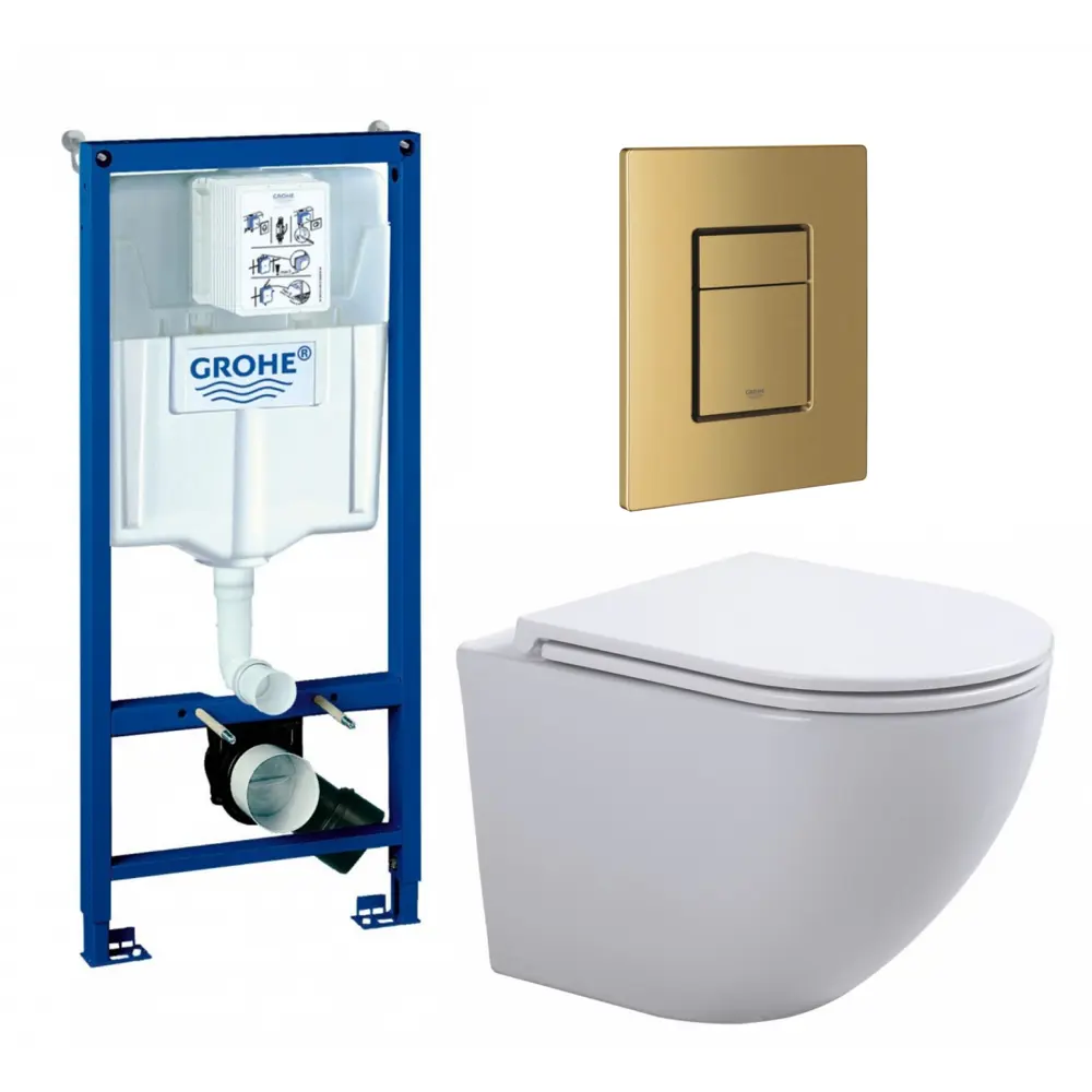 Фото Комплект инсталляция с унитазом Grohe 639760 цвет белый Фото Комплект инсталляция с унитазом Grohe 639760 цвет белый