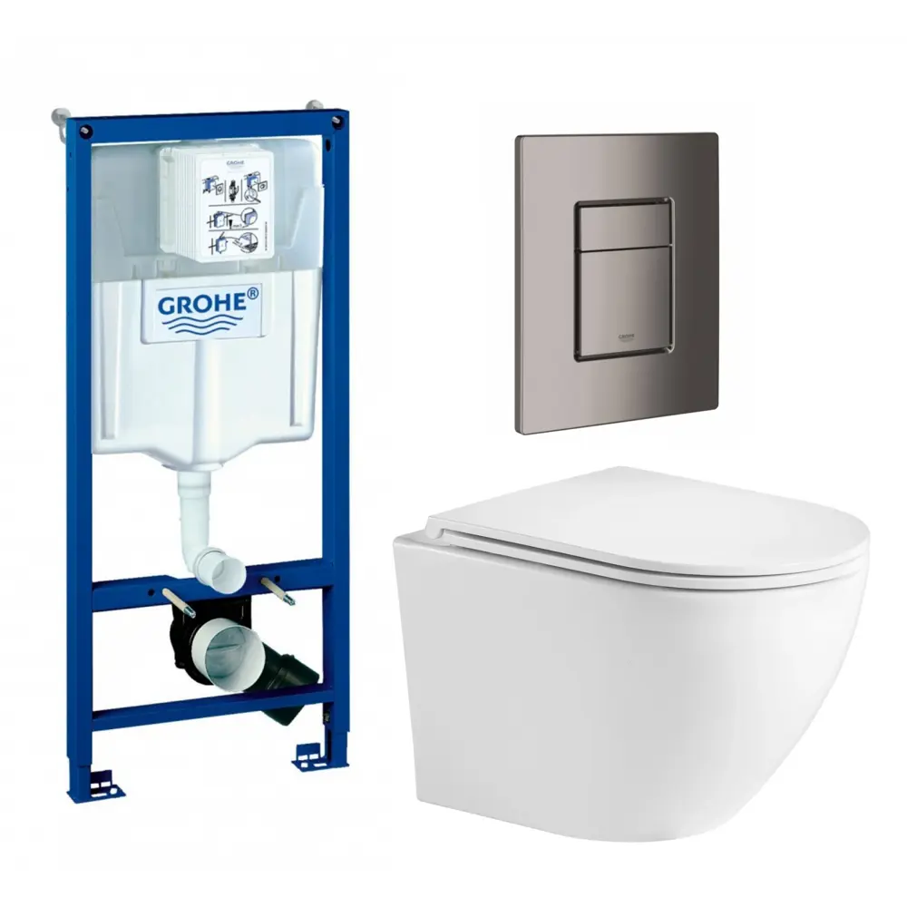 Фото Комплект инсталляция с унитазом Grohe 639850 цвет белый Фото Комплект инсталляция с унитазом Grohe 639850 цвет белый