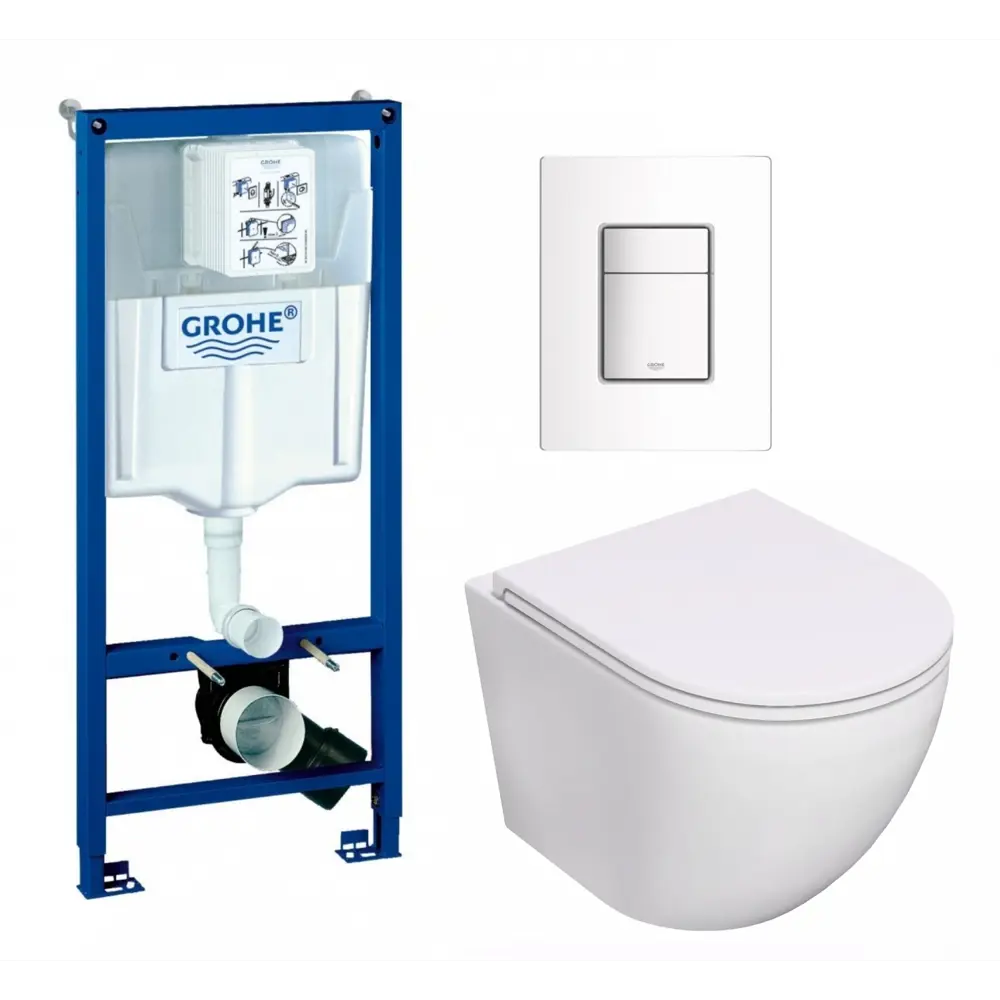 Фото Комплект инсталляция с унитазом Grohe 681338 цвет белый Фото Комплект инсталляция с унитазом Grohe 681338 цвет белый