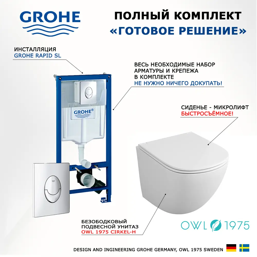 Фото 7 Комплект инсталляция с унитазом Grohe 425860 цвет белый Фото 7 Комплект инсталляция с унитазом Grohe 425860 цвет белый