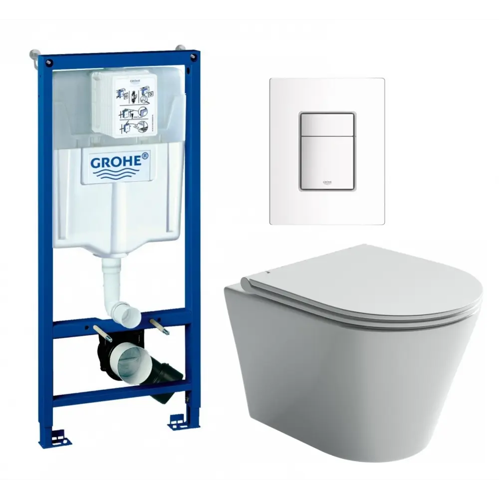 Фото Комплект инсталляция с унитазом Grohe 681350 цвет белый Фото Комплект инсталляция с унитазом Grohe 681350 цвет белый