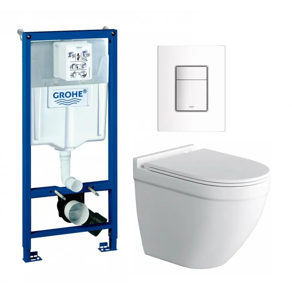 Фото Комплект инсталляция с унитазом Grohe 681358 цвет белый Фото Комплект инсталляция с унитазом Grohe 681358 цвет белый