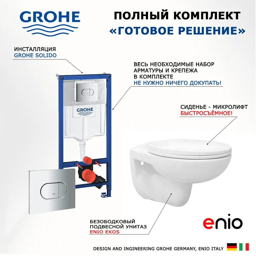 Фото 7 Комплект инсталляция с унитазом Grohe 553360 цвет белый Фото 7 Комплект инсталляция с унитазом Grohe 553360 цвет белый