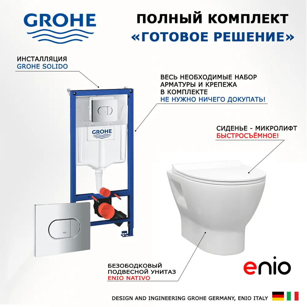 Фото 7 Комплект инсталляция с унитазом Grohe 553361 цвет белый Фото 7 Комплект инсталляция с унитазом Grohe 553361 цвет белый