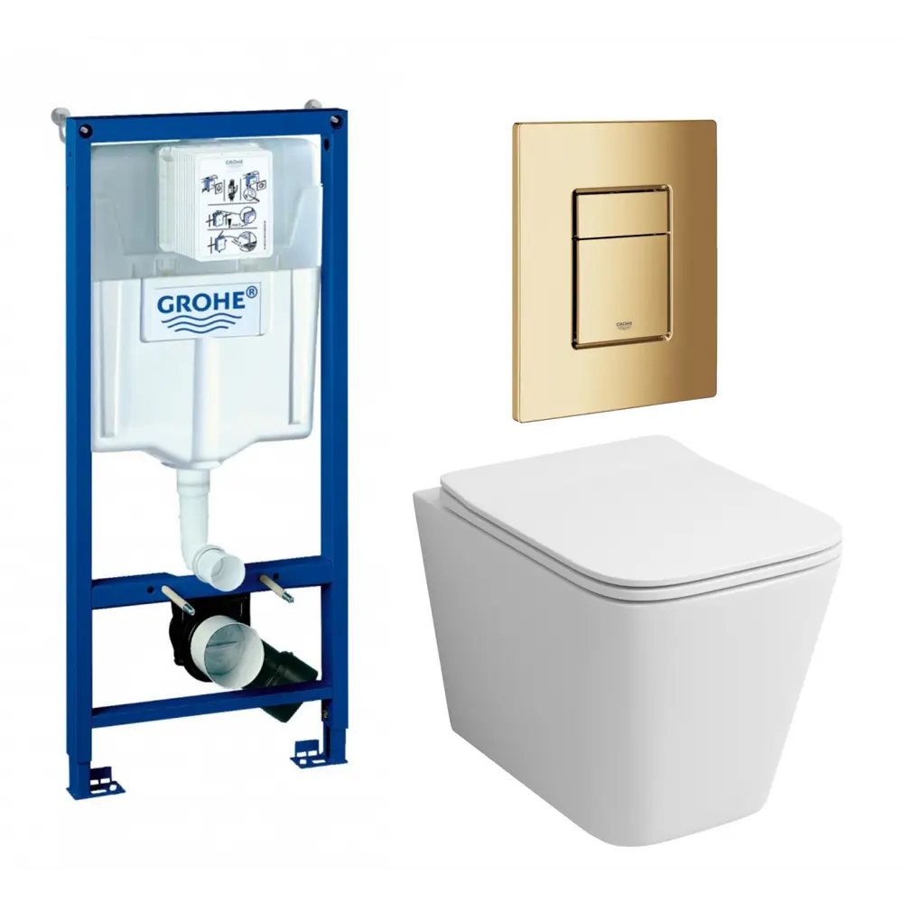 Фото Комплект инсталляция с унитазом Grohe 639638 цвет белый Фото Комплект инсталляция с унитазом Grohe 639638 цвет белый