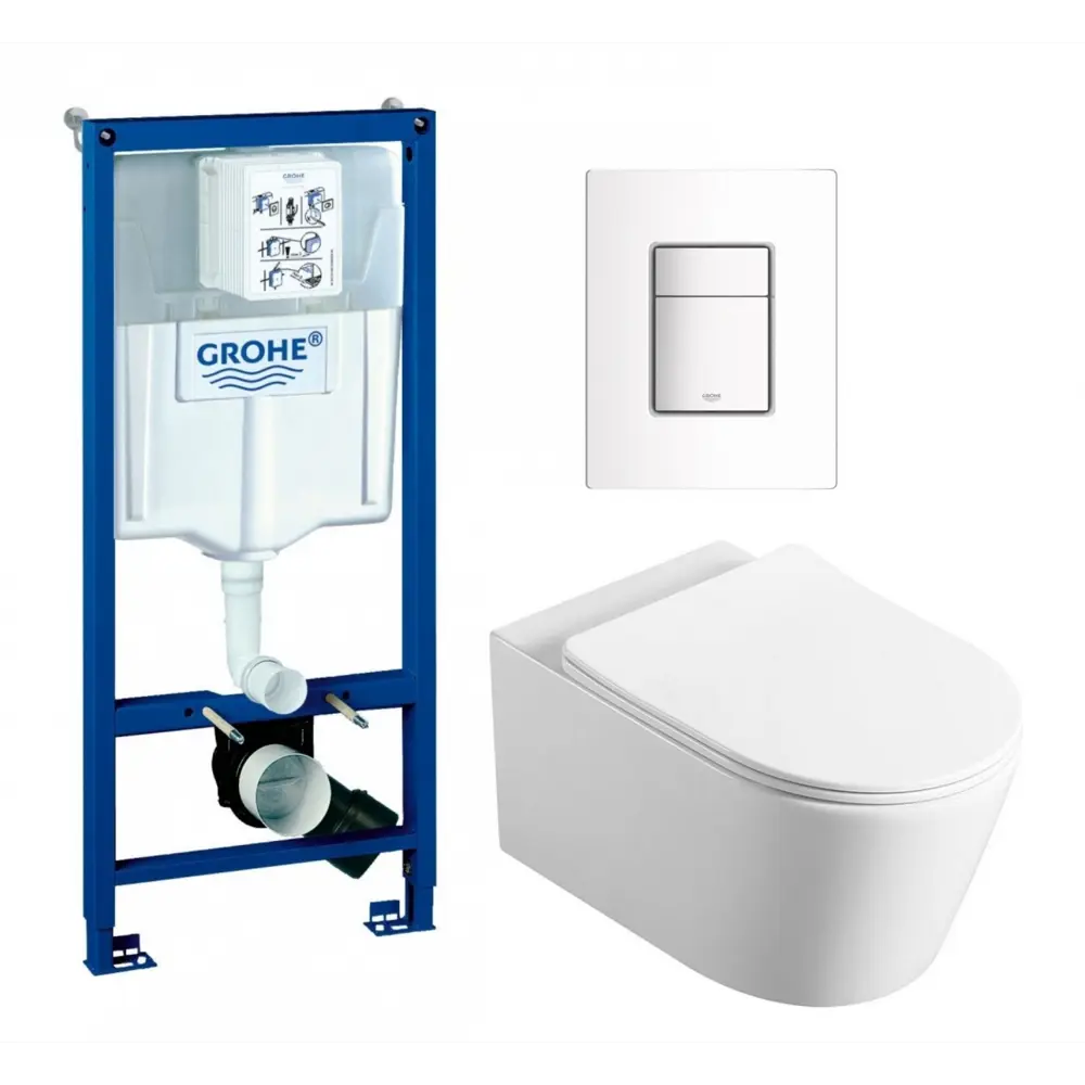 Фото Комплект инсталляция с унитазом Grohe 681371 цвет белый Фото Комплект инсталляция с унитазом Grohe 681371 цвет белый