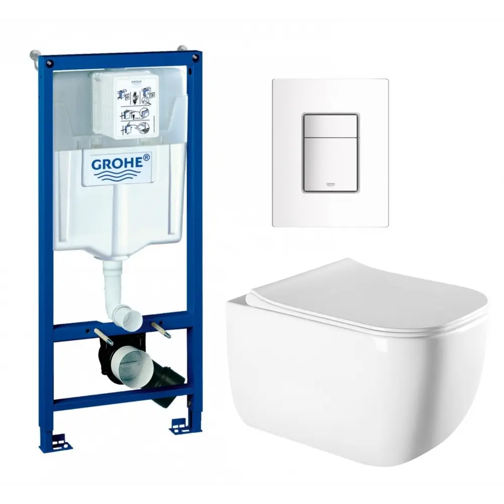 Фото Комплект инсталляция с унитазом Grohe 681373 цвет белый Фото Комплект инсталляция с унитазом Grohe 681373 цвет белый