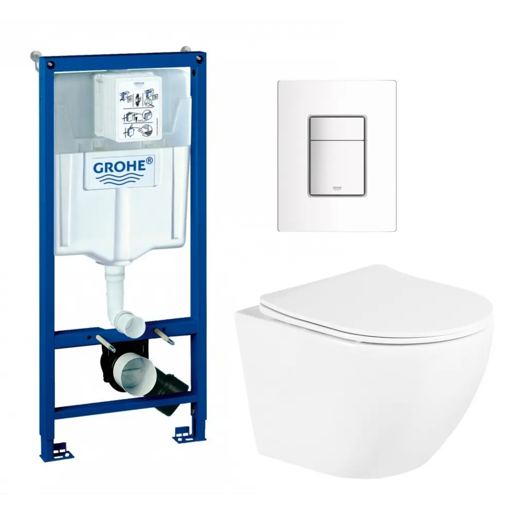 Фото Комплект инсталляция с унитазом Grohe 681375 цвет белый Фото Комплект инсталляция с унитазом Grohe 681375 цвет белый