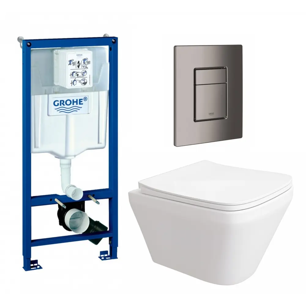 Фото Комплект инсталляция с унитазом Grohe 639904 цвет белый Фото Комплект инсталляция с унитазом Grohe 639904 цвет белый