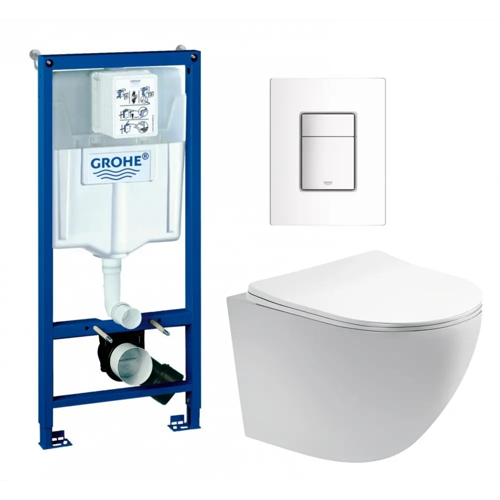 Фото Комплект инсталляция с унитазом Grohe 681381 цвет белый Фото Комплект инсталляция с унитазом Grohe 681381 цвет белый