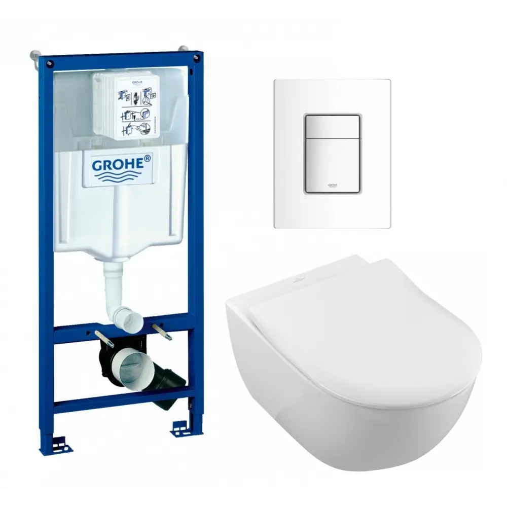 Фото Комплект инсталляция с унитазом Grohe 681387 цвет белый Фото Комплект инсталляция с унитазом Grohe 681387 цвет белый