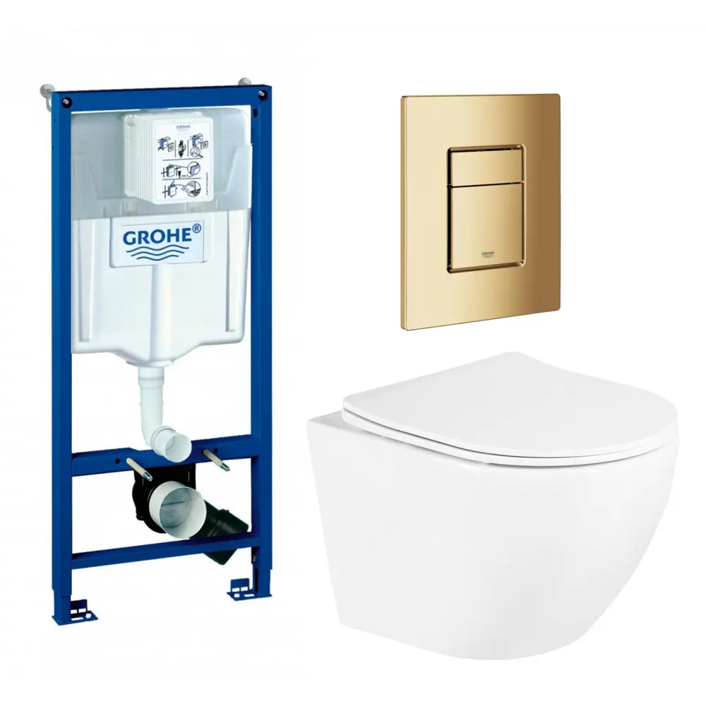 Фото Комплект инсталляция с унитазом Grohe 639659 цвет белый Фото Комплект инсталляция с унитазом Grohe 639659 цвет белый