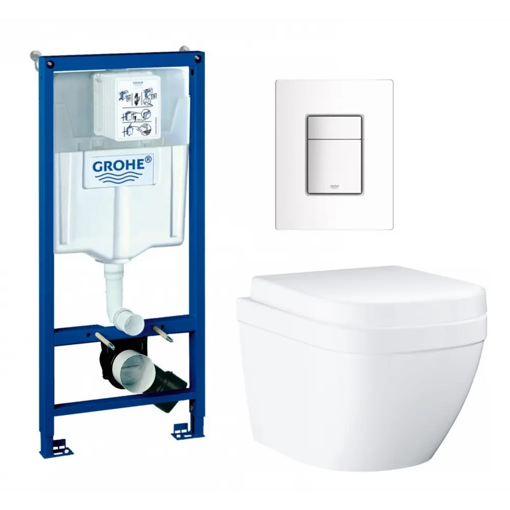 Фото Комплект инсталляция с унитазом Grohe 681389 цвет белый Фото Комплект инсталляция с унитазом Grohe 681389 цвет белый