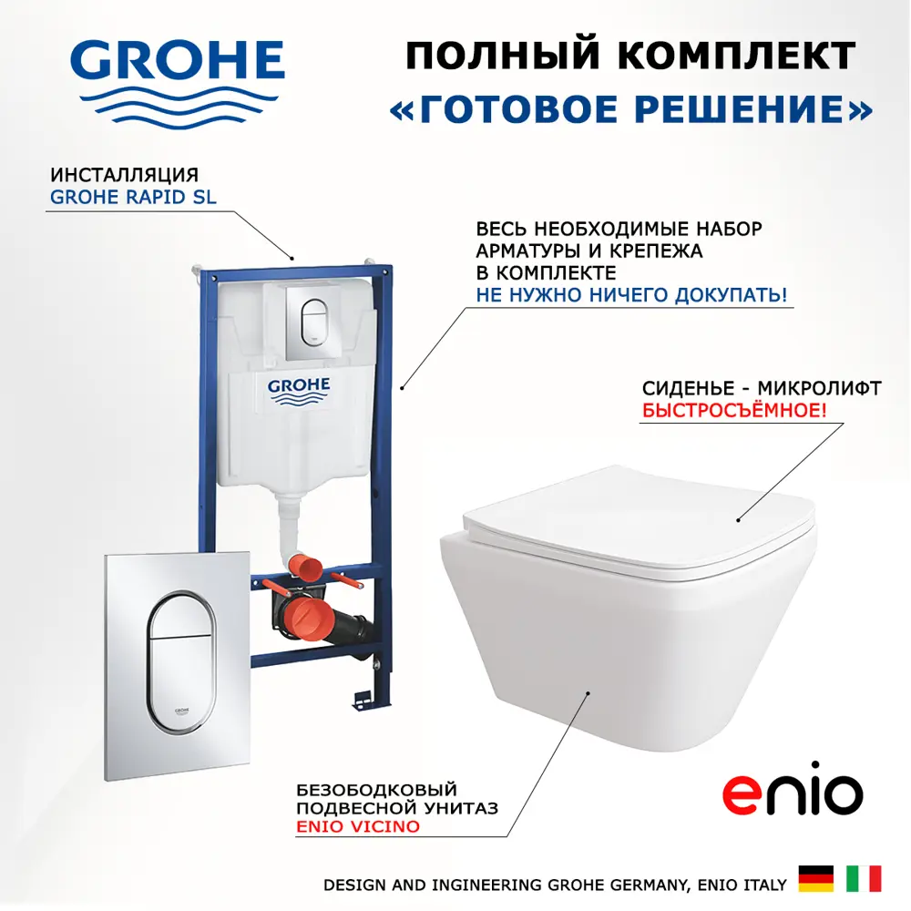 Фото 7 Комплект инсталляция с унитазом Grohe 553395 цвет белый Фото 7 Комплект инсталляция с унитазом Grohe 553395 цвет белый