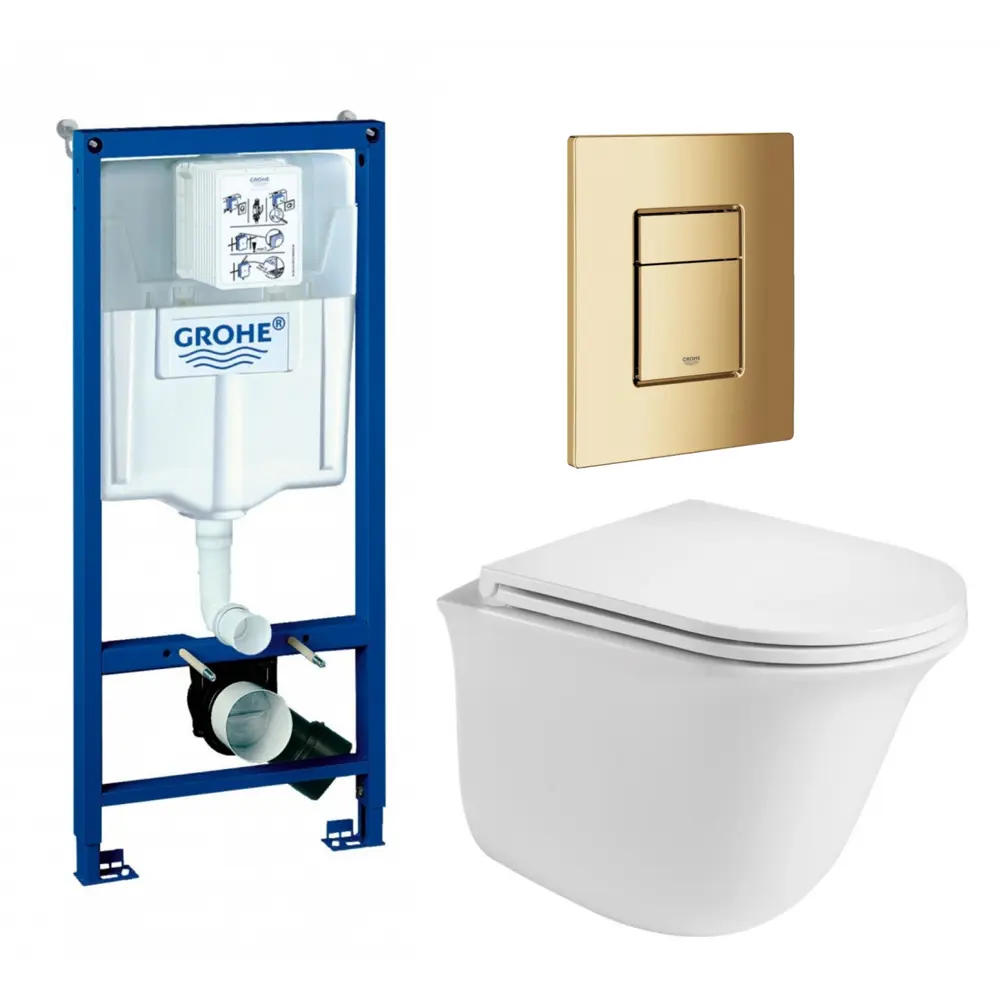 Фото Комплект инсталляция с унитазом Grohe 639668 цвет белый Фото Комплект инсталляция с унитазом Grohe 639668 цвет белый