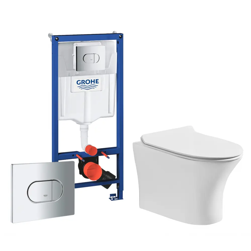 Фото Комплект инсталляция с унитазом Grohe 512439 цвет белый Фото Комплект инсталляция с унитазом Grohe 512439 цвет белый