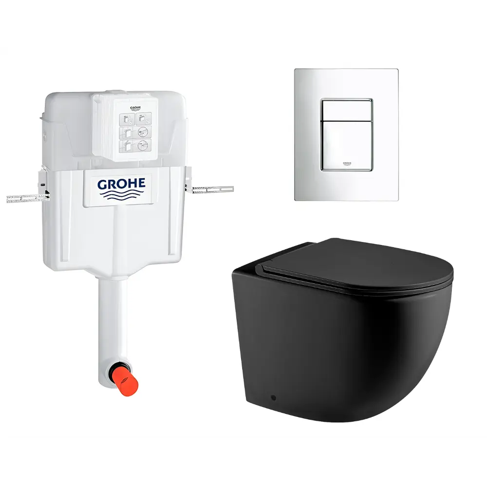 Фото Комплект инсталляция с унитазом Grohe 535227 цвет черный Фото Комплект инсталляция с унитазом Grohe 535227 цвет черный