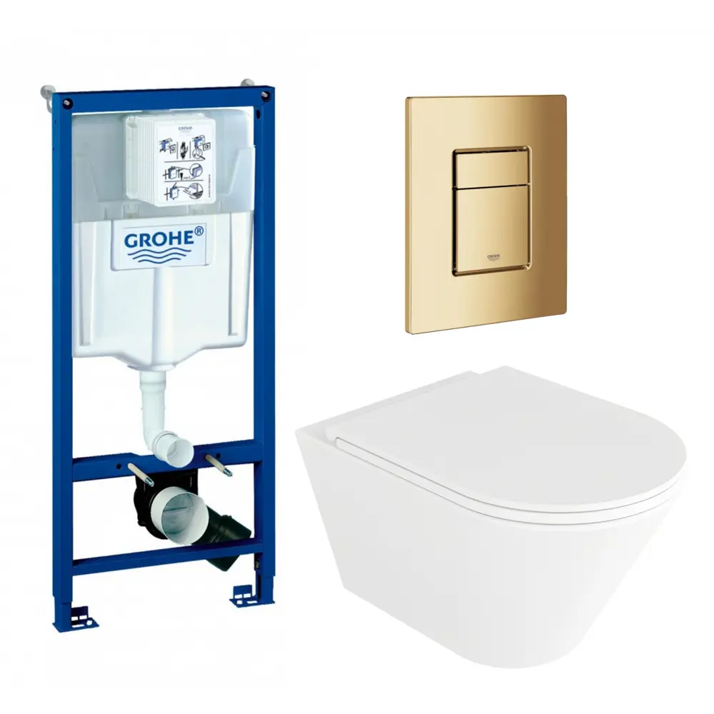Фото Комплект инсталляция с унитазом Grohe 639696 цвет белый Фото Комплект инсталляция с унитазом Grohe 639696 цвет белый