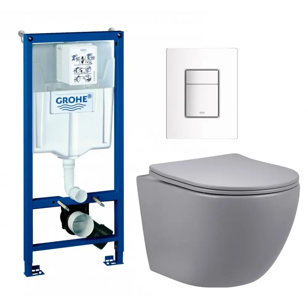 Фото Комплект инсталляция с унитазом Grohe 681429 цвет серый