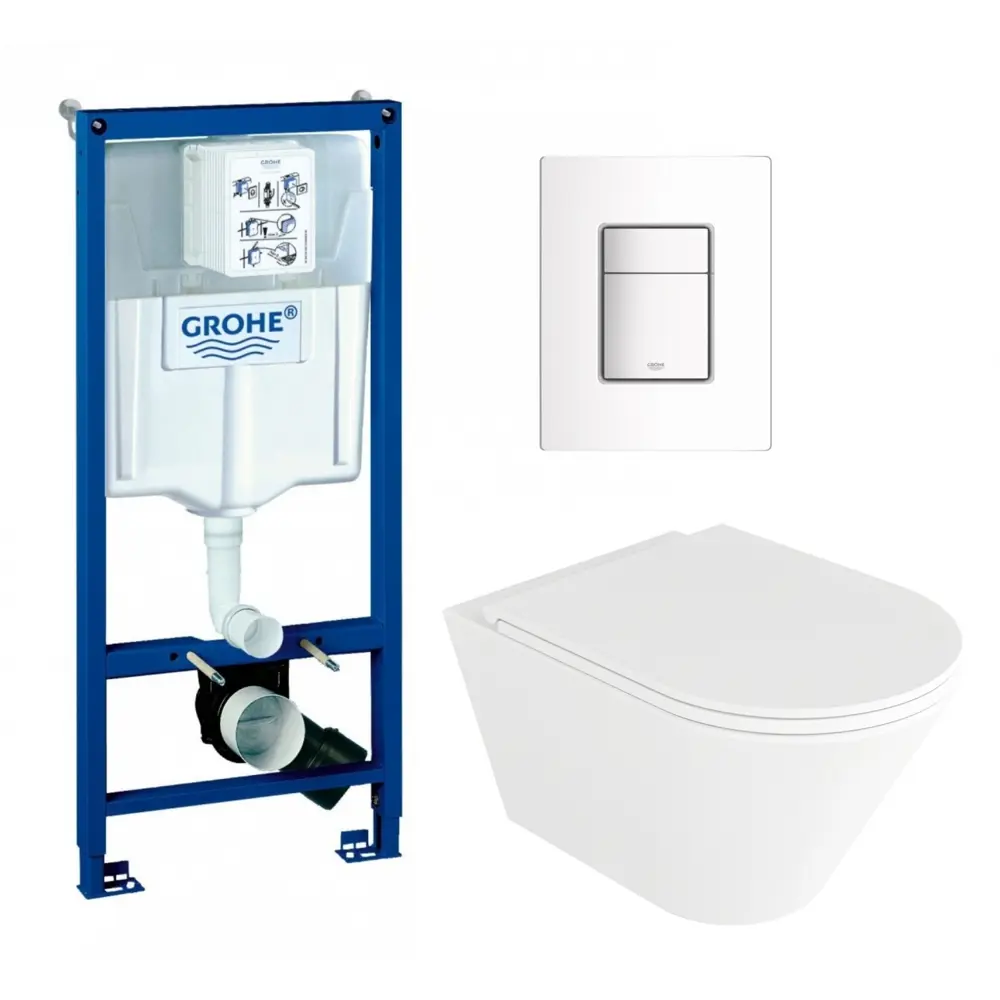 Фото Комплект инсталляция с унитазом Grohe 681433 цвет белый Фото Комплект инсталляция с унитазом Grohe 681433 цвет белый
