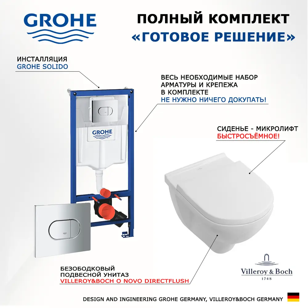 Фото 7 Комплект инсталляция с унитазом Grohe 512476 цвет белый