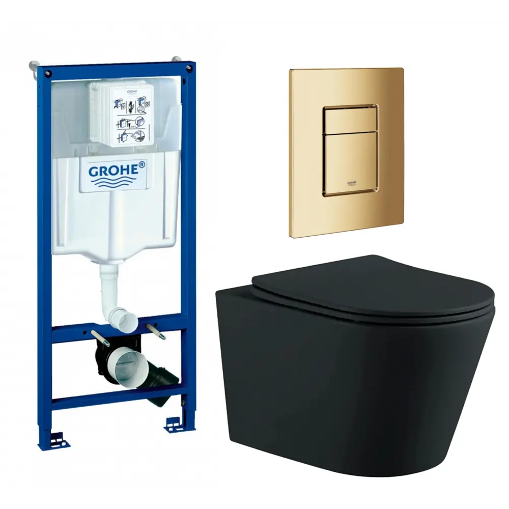 Фото Комплект инсталляция с унитазом Grohe 639709 цвет черный