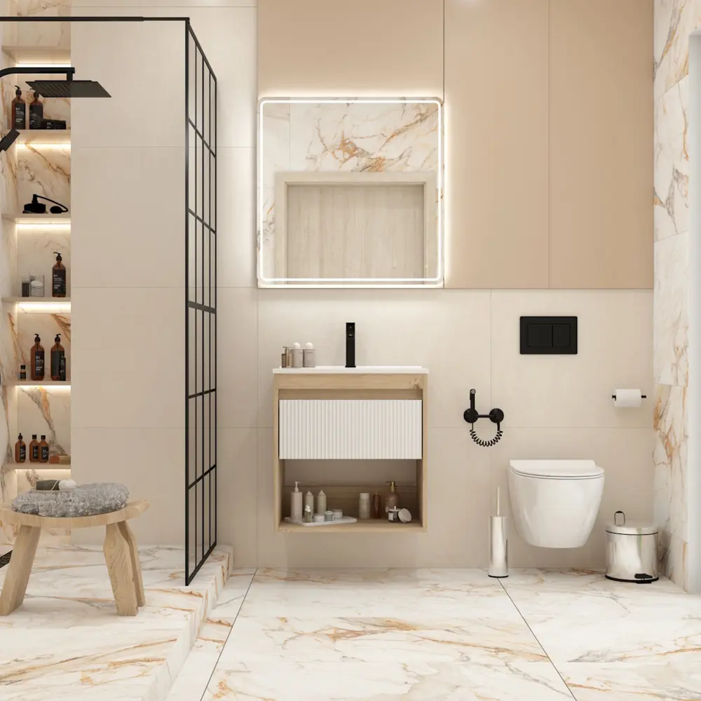 Фото 5 Тумба под раковину подвесная Teymi F16009 60см с раковиной цвет Vitra 60 дуб/белый+ ritta 60 Фото 5 Тумба под раковину подвесная Teymi F16009 60см с раковиной цвет Vitra 60 дуб/белый+ ritta 60