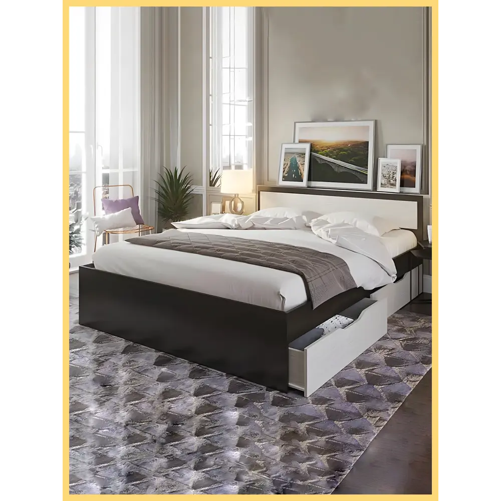 Фото 10 Кровать Первый гипермаркет мебели Гармония с ящиками 200x160 см цвет дуб белфорт/венге Фото 10 Кровать Первый гипермаркет мебели Гармония с ящиками 200x160 см цвет дуб белфорт/венге