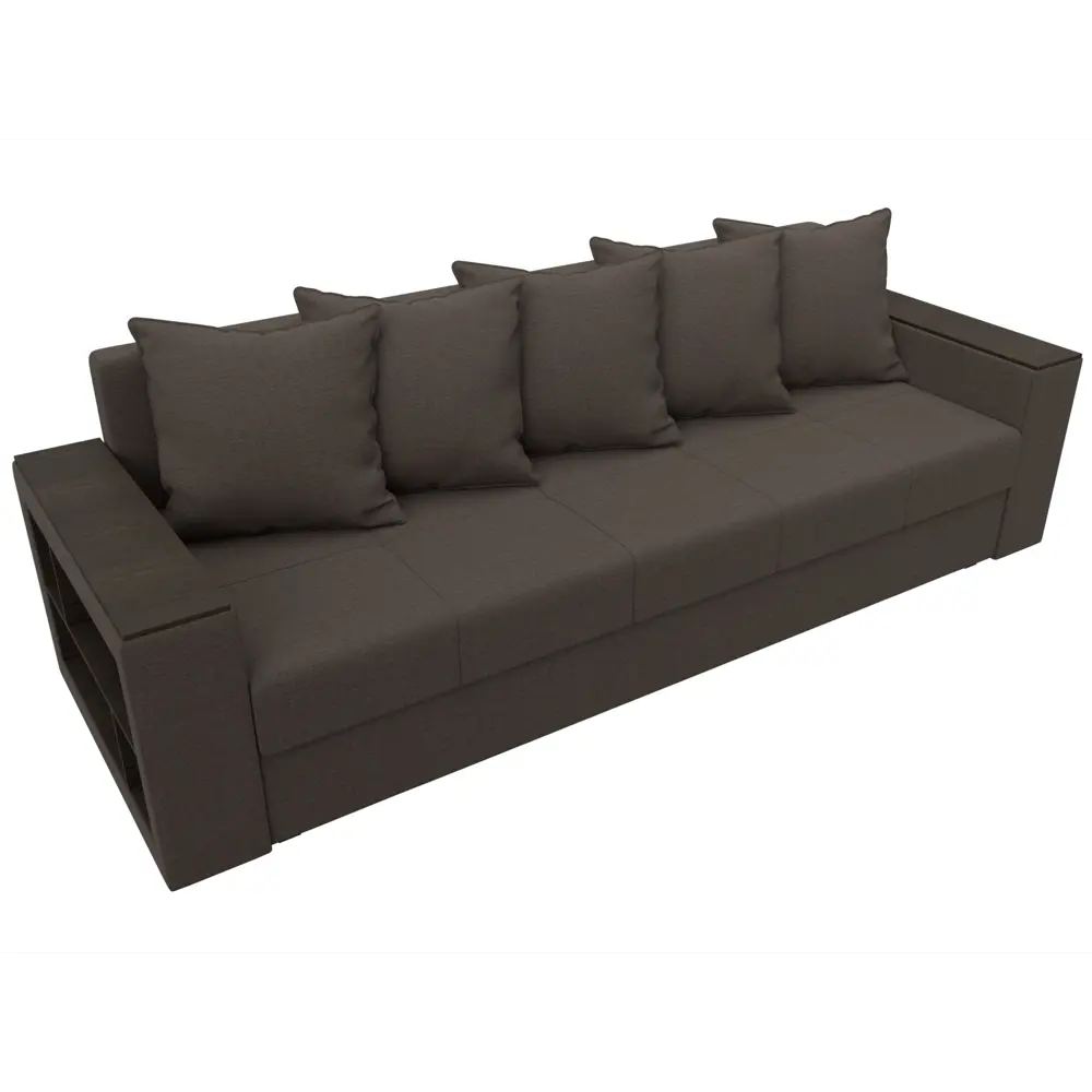 Фото 6 Диван раскладной Лига диванов Дубай Лайт полки слева 232x85x80 см рогожка цвет амур 05 коричневый