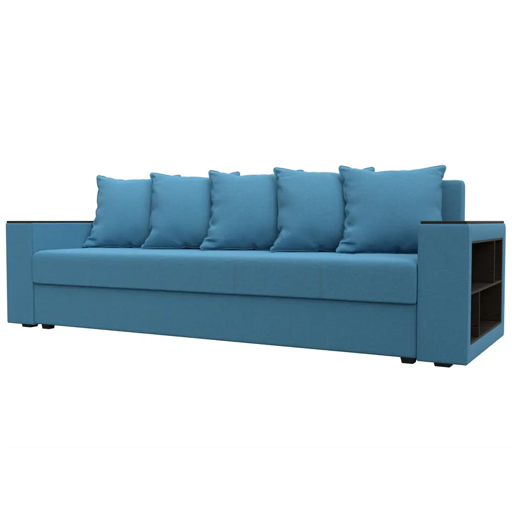 Фото Диван раскладной Лига диванов Дубай Лайт полки справа 232x85x80 см рогожка цвет амур 10 голубой Фото Диван раскладной Лига диванов Дубай Лайт полки справа 232x85x80 см рогожка цвет амур 10 голубой