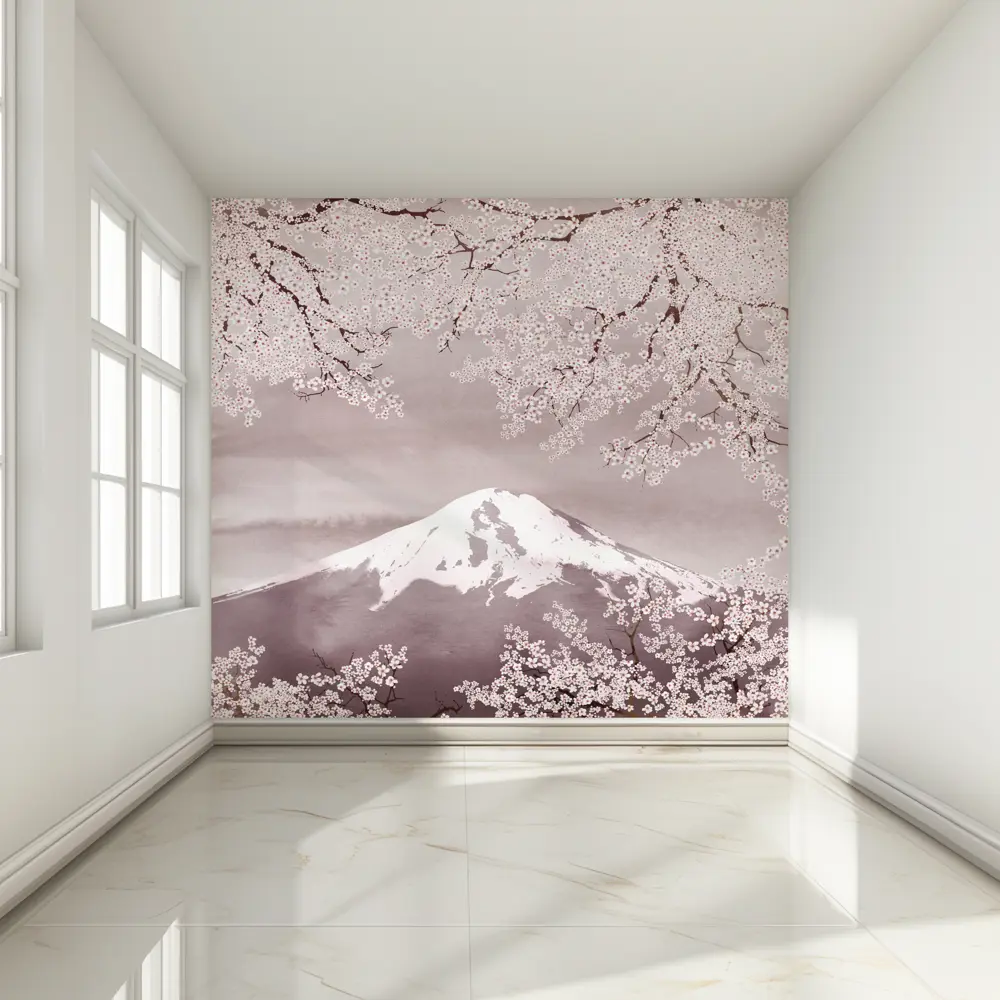 Фото Фотообои флизелиновые Фотообоикин Горы и сакура 3д 300x271 см Фото Фотообои флизелиновые Фотообоикин Горы и сакура 3д 300x271 см