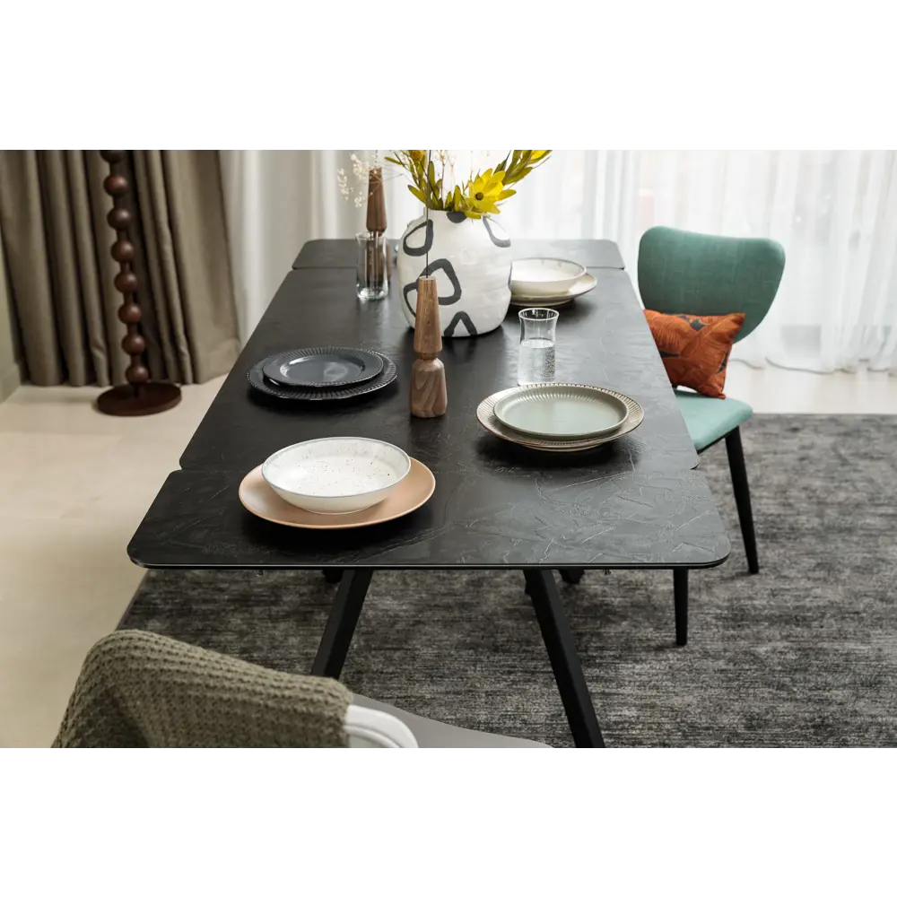 Фото 11 Стол прямоугольный Столбург 140x140 см композитный материал цвет черный срез камня Фото 11 Стол прямоугольный Столбург 140x140 см композитный материал цвет черный срез камня