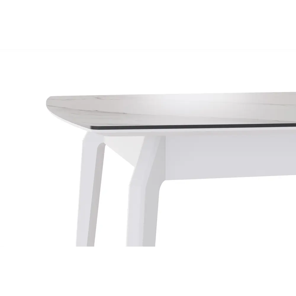 Фото 3 Стол прямоугольный СТОЛБУРГ столешница керамогранит 1400x900 белый мрамор/ опоры массив белый