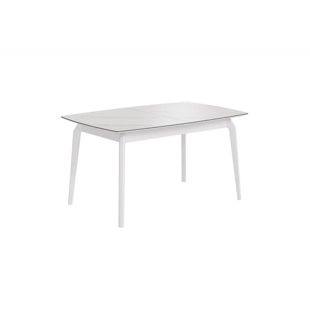 Фото Стол прямоугольный СТОЛБУРГ столешница керамогранит 1400x900 белый мрамор/ опоры массив белый