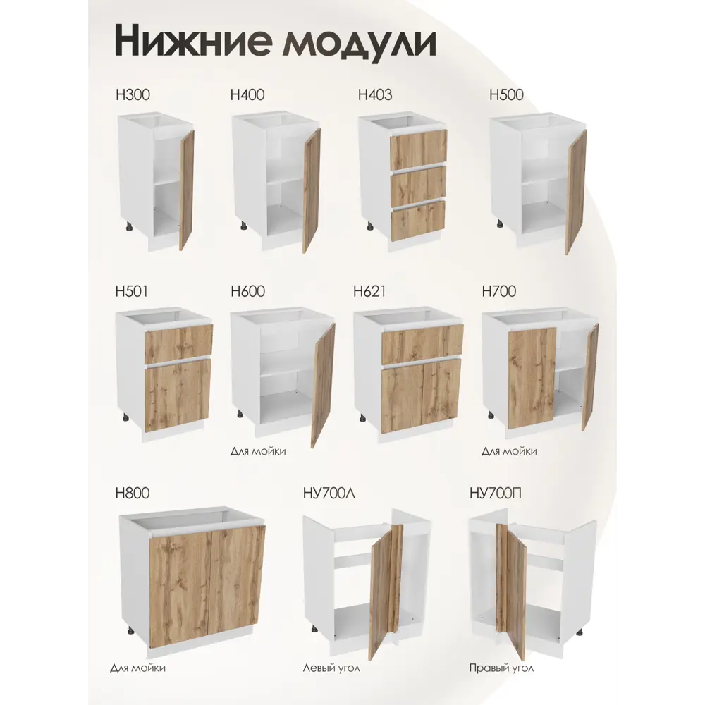 Фото 3 Кухонный шкаф напольный Н400 Frenesie ЛОФТ 40x82x48 см ЛДСП цвет дуб вотан Фото 3 Кухонный шкаф напольный Н400 Frenesie ЛОФТ 40x82x48 см ЛДСП цвет дуб вотан